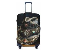 Ghjkfbf American West Rodeo Hat Print Luggage Suitcase Cover Protector Luggage Washable Covers With Concealed Zipper, Black, M