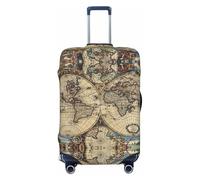 Ghjkfbf Ancient Map World Globe Print Luggage Suitcase Cover Protector Luggage Washable Covers With Concealed Zipper, Black, XL