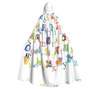 Ghjkfbf Animal Alphabet Print Cloak With Hood,Unisex Hooded Halloween Christmas Cloak Costumes Party Cape