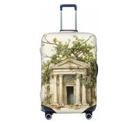 Ghjkfbf Antique Building With Roman Olive Branch And Greek Print Luggage Suitcase Cover Protector Luggage Washable Covers With Concealed Zipper, Black, M