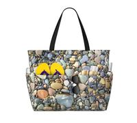 Ghjkfbf Beach Travel Bag Large Capacity Pebble Stone Print Family Beach Tote Bag Women Beach Bag with Zipper Pockets