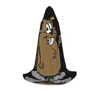 Ghjkfbf Beaver Print Hooded Cape For Teenagers,Youth Hooded Cape Soft For Halloween Parties