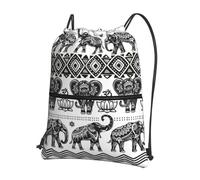 Ghjkfbf Bohemian Elephant Pattern Print Drawstring Gym Bag, Backpack Swimming Bag With Outside Zipper, Sports Yoga Beach Football