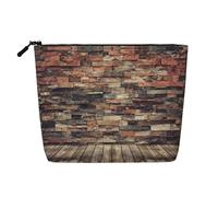 Ghjkfbf Brick Wall Print Single Layer Fake Hemp Makeup Bag Zipper Toiletry Bag Zipper Accessories