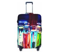 Ghjkfbf Chemistry Test Tube Print Luggage Suitcase Cover Protector Luggage Washable Covers With Concealed Zipper, Black, L