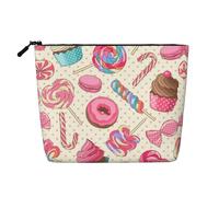 Ghjkfbf Colorful Sweet Lollipop Cupcake Donut Print Single Layer Fake Hemp Makeup Bag Zipper Toiletry Bag Zipper Accessories