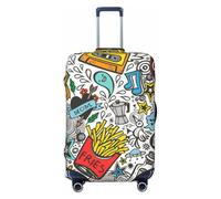Ghjkfbf Comic Art Print Luggage Suitcase Cover Protector Luggage Washable Covers With Concealed Zipper, Black, L