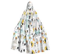 Ghjkfbf Cute Cartoon Animal Alphabet Print Cloak With Hood,Unisex Hooded Halloween Christmas Cloak Costumes Party Cape