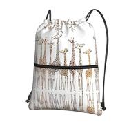 Ghjkfbf Cute Cartoon Funny Giraffes Print Drawstring Gym Bag, Backpack Swimming Bag With Outside Zipper, Sports Yoga Beach Football