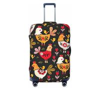 Ghjkfbf Cute Rooster Chickens Print Luggage Suitcase Cover Protector Luggage Washable Covers With Concealed Zipper, Black, S