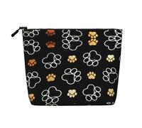 Ghjkfbf Dog Paw Prints Print Single Layer Fake Hemp Makeup Bag Zipper Toiletry Bag Zipper Accessories