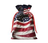 Ghjkfbf Firefighter American Flag Print Christmas Drawstring Gift Bags Xmas Gift Bags W/Tags Sacks Reusable Gift Wrapping Bags