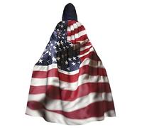 Ghjkfbf Firefighter American Flag Print Halloween Hooded Cloak Adults Stylish Cape For Carnivals Themed Parties Cosplays