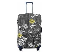 Ghjkfbf Floral Wall Art Print Luggage Suitcase Cover Protector Luggage Washable Covers With Concealed Zipper, Black, S