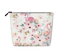 Ghjkfbf Floral With Flamingo Print Single Layer Fake Hemp Makeup Bag Zipper Toiletry Bag Zipper Accessories