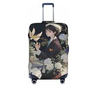 Ghjkfbf Gardenia Flowers Birds Print Luggage Suitcase Cover Protector Luggage Washable Covers With Concealed Zipper, Black, L