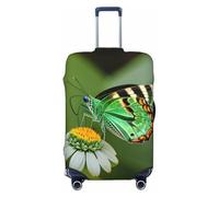 Ghjkfbf Green Leaf Colorful Butterfly Print Luggage Suitcase Cover Protector Luggage Washable Covers With Concealed Zipper, Black, L