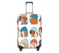 Ghjkfbf Guinea Pig Illustration Print Luggage Suitcase Cover Protector Luggage Washable Covers With Concealed Zipper, Black, XL