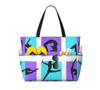 Ghjkfbf Gymnastics Game Print Large Capacity Beach Travel Bag For Family, Beach Tote Bag For Women With Zipper Pockets