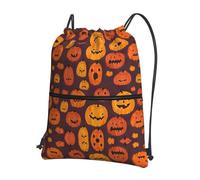 Ghjkfbf Halloween Pumpkin1 Print Drawstring Gym Bag, Backpack Swimming Bag With Outside Zipper, Sports Yoga Beach Football