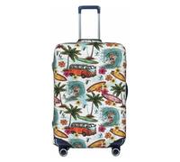Ghjkfbf Hawaiian Surfer On Wavy Print Luggage Suitcase Cover Protector Luggage Washable Covers With Concealed Zipper, Black, M