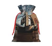 Ghjkfbf Historic Old Tower Bridge London Print Christmas Drawstring Gift Bags Xmas Gift Bags W/Tags Sacks Reusable Gift Wrapping Bags