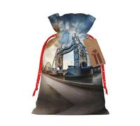 Ghjkfbf Historic Old Tower Bridge London Print Christmas Drawstring Gift Bags Xmas Gift Bags W/Tags Sacks Reusable Gift Wrapping Bags