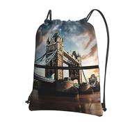 Ghjkfbf Historic Old Tower Bridge London Print Drawstring Gym Bag, Backpack Swimming Bag With Outside Zipper, Sports Yoga Beach Football