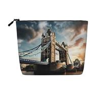 Ghjkfbf Historic Old Tower Bridge London Print Single Layer Fake Hemp Makeup Bag Zipper Toiletry Bag Zipper Accessories