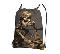 Ghjkfbf Interesting Skeleton Print Drawstring Gym Bag, Backpack Swimming Bag With Outside Zipper, Sports Yoga Beach Football