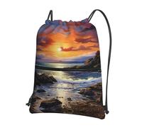 Ghjkfbf Ireland Sunset Seascape Print Drawstring Gym Bag, Backpack Swimming Bag With Outside Zipper, Sports Yoga Beach Football