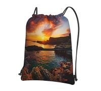 Ghjkfbf Ireland Sunset Seascape Print Drawstring Gym Bag, Backpack Swimming Bag With Outside Zipper, Sports Yoga Beach Football