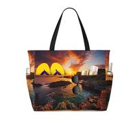 Ghjkfbf Ireland Sunset Seascape Print Large Capacity Beach Travel Bag For Family, Beach Tote Bag For Women With Zipper Pockets