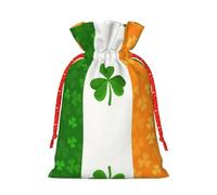 Ghjkfbf Irish Flag Print Christmas Drawstring Gift Bags Xmas Gift Bags W/Tags Sacks Reusable Gift Wrapping Bags