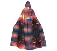 Ghjkfbf Japan Mount Fuji Landscape Print Cloak With Hood,Unisex Hooded Halloween Christmas Cloak Costumes Party Cape