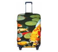 Ghjkfbf Japanese Pretty Koi Fish Print Luggage Suitcase Cover Protector Luggage Washable Covers With Concealed Zipper, Black, XL