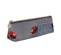 Ghjkfbf Ladybugs Pattern Infinite Speckled Print Leather Pencil Case, Pouch With Zipper For Stationary Supplies, Small Cosmetic Bag