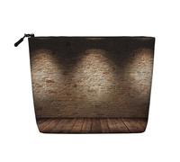 Ghjkfbf Lights Hit The Brick Wall Print Single Layer Fake Hemp Makeup Bag Zipper Toiletry Bag Zipper Accessories