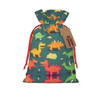 Ghjkfbf Many Small Dinosaur Print Christmas Drawstring Gift Bags Xmas Gift Bags W/Tags Sacks Reusable Gift Wrapping Bags