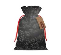 Ghjkfbf Math Symbols Pattern Print Christmas Drawstring Gift Bags Xmas Gift Bags W/Tags Sacks Reusable Gift Wrapping Bags