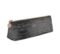 Ghjkfbf Math Symbols Pattern Print Leather Pencil Case, Pouch With Zipper For Stationary Supplies, Small Cosmetic Bag