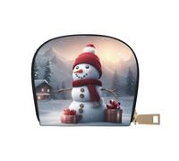 Ghjkfbf Merry Christmas Cute Snowman 1 Print Casual Leather Wallet For Men Women Classic Zipper Pocket Credit Card Coin Purse