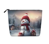 Ghjkfbf Merry Christmas Cute Snowman 1 Print Single Layer Fake Hemp Makeup Bag Zipper Toiletry Bag Zipper Accessories
