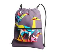 Ghjkfbf Origami Multicolor Papercraft Cranes 1 Print Drawstring Gym Bag, Backpack Swimming Bag With Outside Zipper, Sports Yoga Beach Football