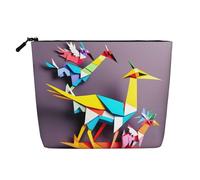 Ghjkfbf Origami Multicolor Papercraft Cranes 1 Print Single Layer Fake Hemp Makeup Bag Zipper Toiletry Bag Zipper Accessories
