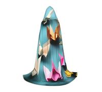 Ghjkfbf Origami Paper Crane Print Hooded Cape For Teenagers,Youth Hooded Cape Soft For Halloween Parties