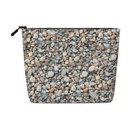 Ghjkfbf Pebble Stone Pattern Print Single Layer Fake Hemp Makeup Bag Zipper Toiletry Bag Zipper Accessories