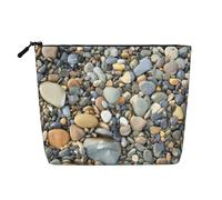 Ghjkfbf Pebble Stone Print Single Layer Fake Hemp Makeup Bag Zipper Toiletry Bag Zipper Accessories