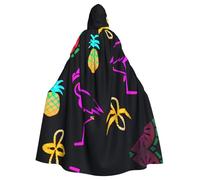 Ghjkfbf Pineapple Banana Flamingo Print Halloween Hooded Cloak Adults Stylish Cape For Carnivals Themed Parties Cosplays