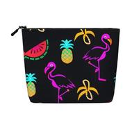 Ghjkfbf Pineapple Banana Flamingo Print Single Layer Fake Hemp Makeup Bag Zipper Toiletry Bag Zipper Accessories
